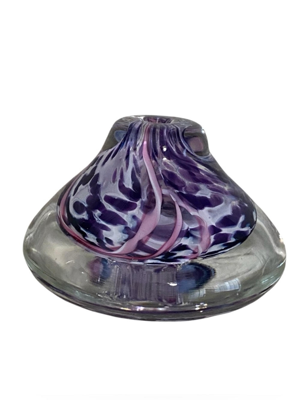 Rare Art Glass Decor Purple, Pink&White Swirl Paperweight Caithness Quorum? Coll